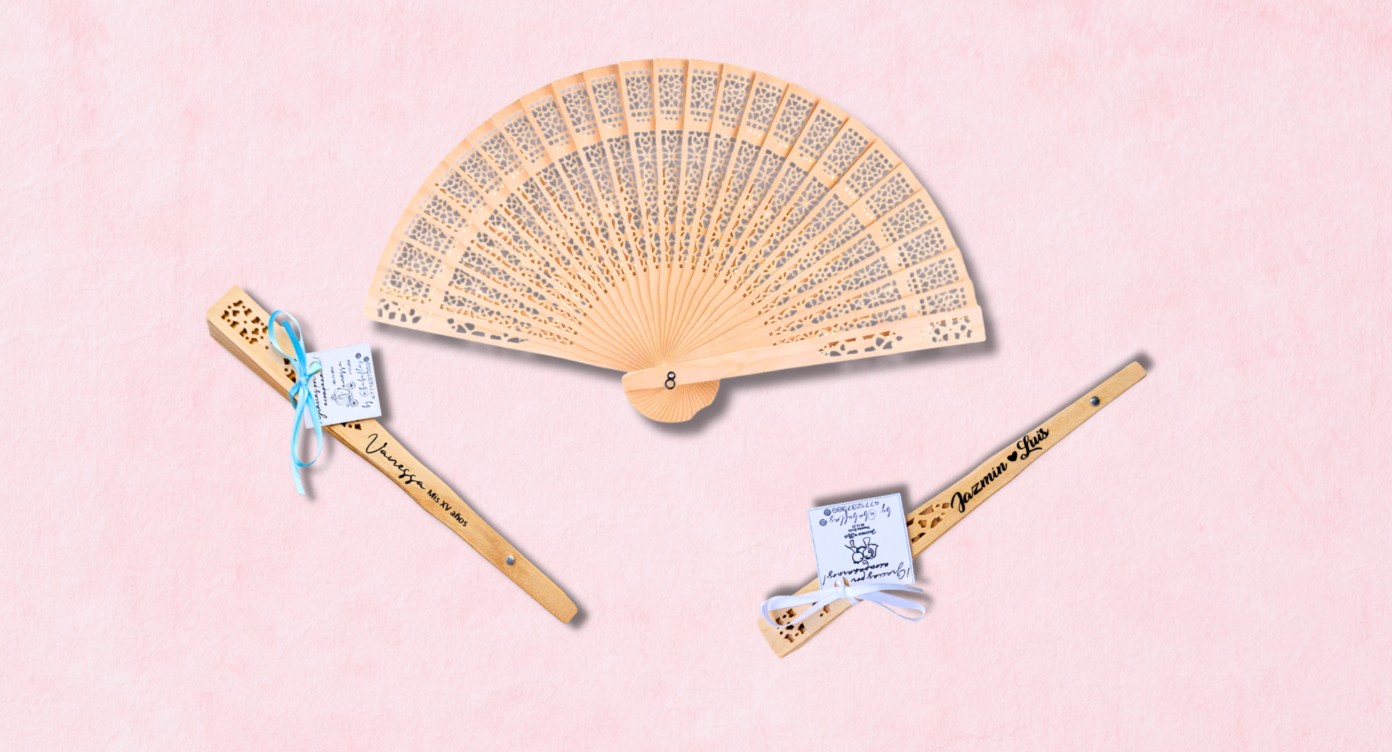 Abanicos de madera personalizados para fiestas